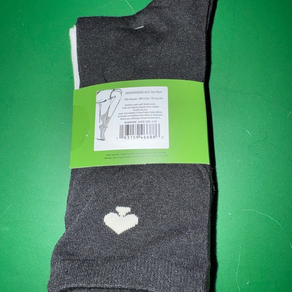 kate spade Charcoal Socks with White Heart